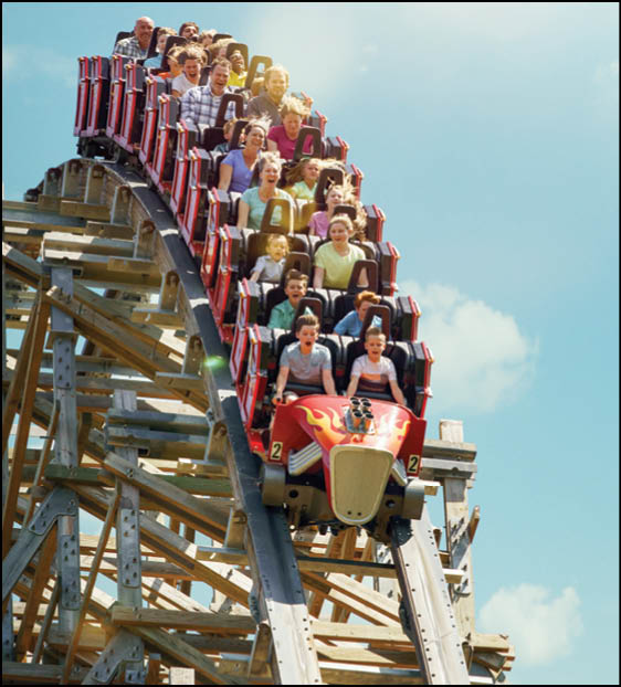 Advertising images for Dollywood's Lighting Rod roller coaster during The Heart of the Smokies commercial. Photo by Steven Bridges - http://stevenbridges.com