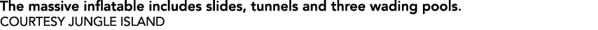The massive inflatable includes slides, tunnels and three wading pools. COURTESY JUNGLE ISLAND