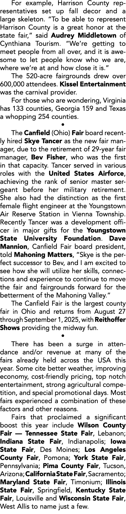 For example, Harrison County representatives set up fall decor and a large skeleton. “To be able to represent Harriso...