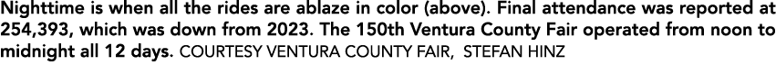 Nighttime is when all the rides are ablaze in color (above). Final attendance was reported at 254,393, which was down...
