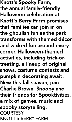 Knott's Spooky Farm, the annual family friendly Halloween celebration at Knott's Berry Farm promises that families ca...