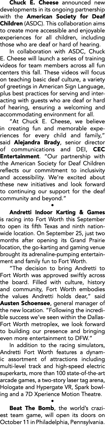 Chuck E. Cheese announced new developments in its ongoing partnership with the American Society for Deaf Children (AS...